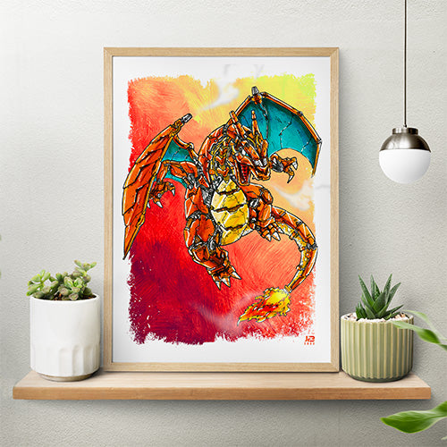 Poster Mécha Dracaufeu par JBriand – Pokémon revisité